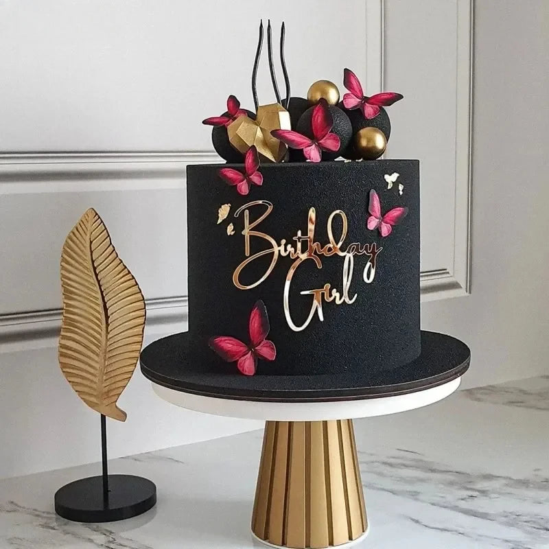 Unique Boy or Girl Side Cake Topper for Baby Shower with Gold Acrylic Decoration Baking Decorating Tools Party Supplies