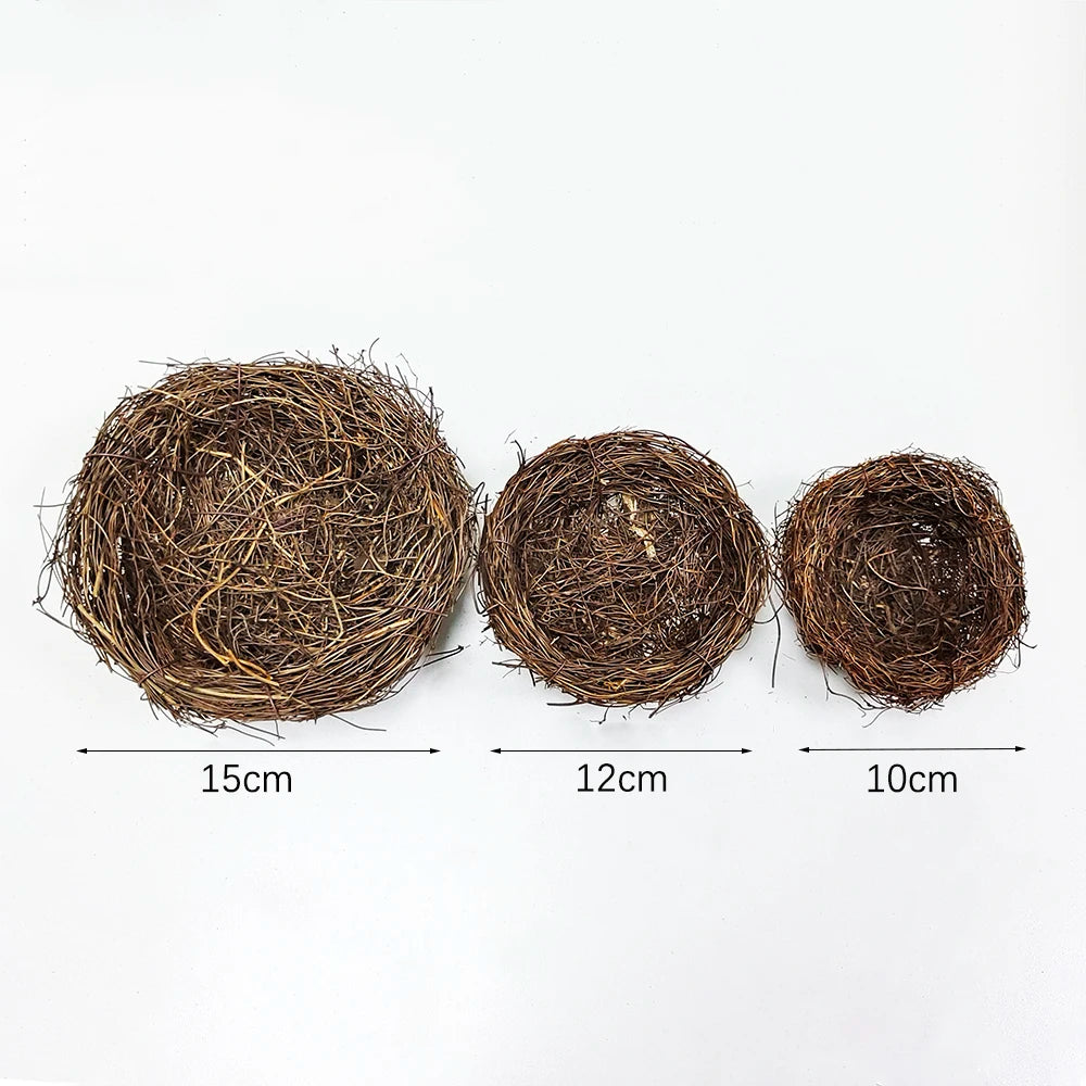 10-15Cm Easter Artificial Bird Nest Easter Eggs Natural Rattan Nest Eggs Storage Easter Decoration 2025 Kids Diy Craft Supplies