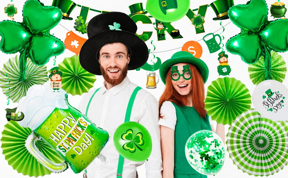 St Patricks Day Decorations, St Patrick's Day Party Decorations Set-St. Patrick's Day Balloon,Shamrock Banner Balloons