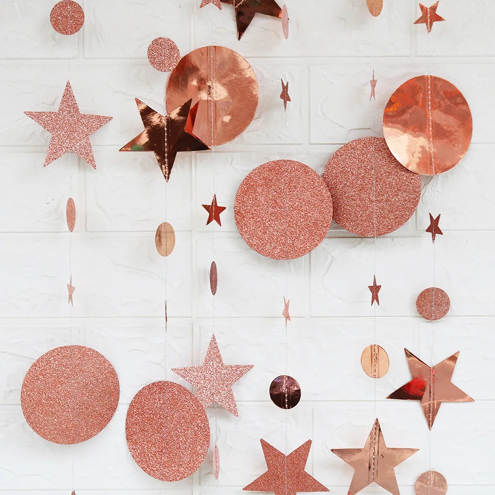 4M Glitter Champagne Gold Paper Banner Garland Happy Birthday Decoration for Adult Kids Boy Girl Baby Shower Wedding Party Decor