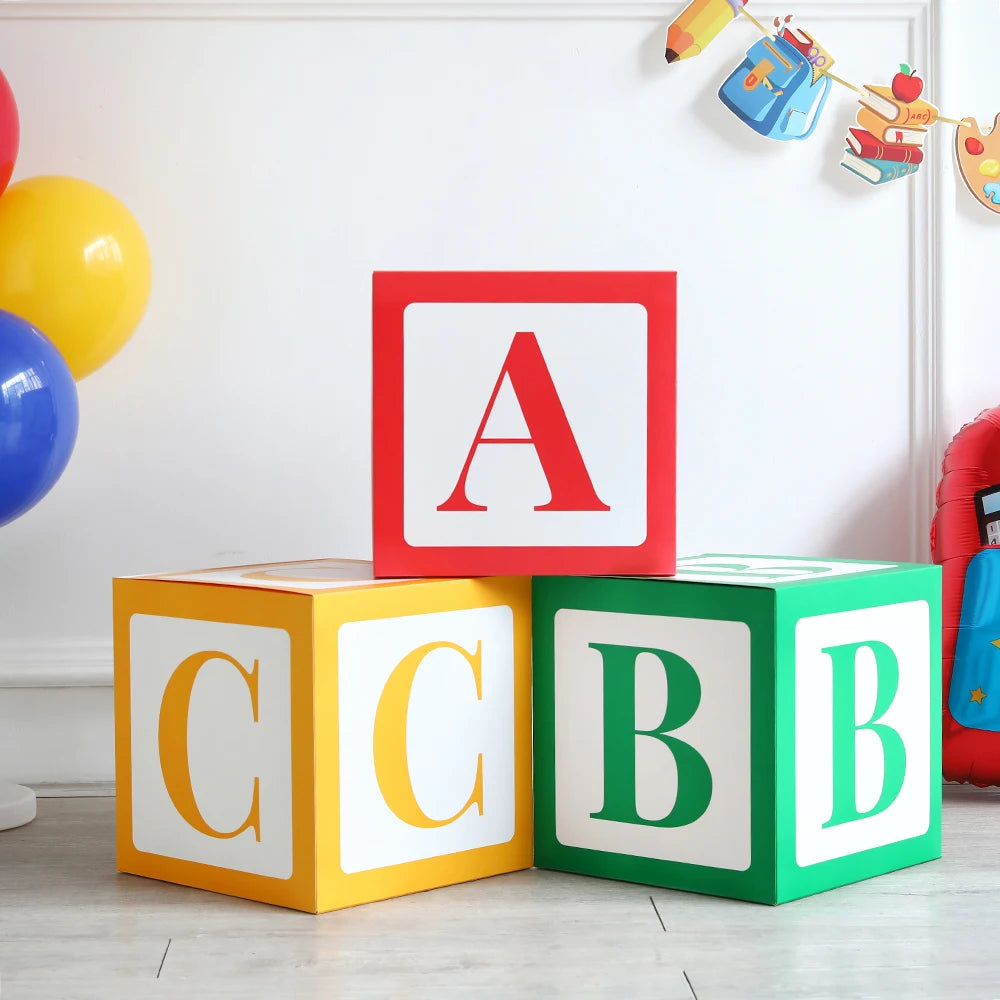 3pcs Back To School ABC Letter 123 Balloon Boxes Birthday Baby Shower Kindergarten Rainbow Happy Graduation Party Supplies