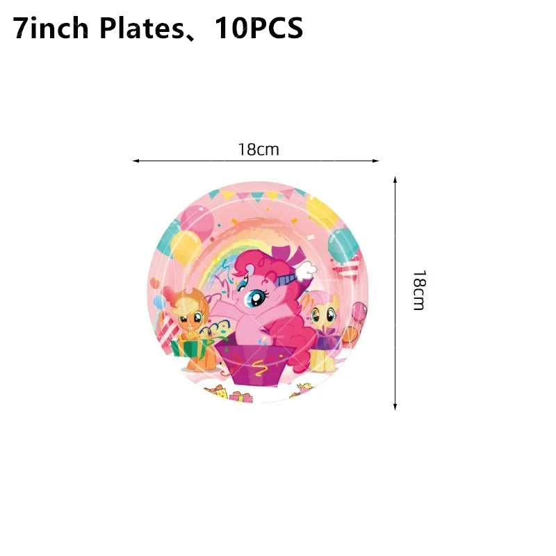My Little Pony Foil Latex Balloon Happy Birthday Party Decoration Banner Cake Topper Kid Event Supplies Backdrop Disposable Toys