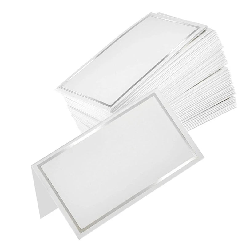 Pack of 50PCS Elegant Gold Bordered Blank Place Cards Name Cards for Weddings, Banquets, Dinners, Parties and Festivals