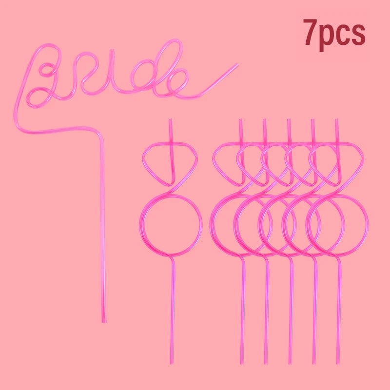 1set Bridal Shower Straws Love Heart Drinking Straw Bride To Be Wedding Decoration Bachelorette Hen Party Supply Team Bride Gift