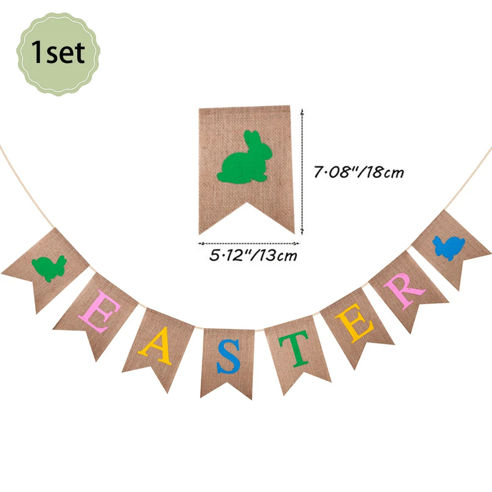 Happy Easter Party Decorations Bunny Eggs Paper Plates Cute White Rabbit Carrot Foil Balloons Kids Party Supplies Easter Favors