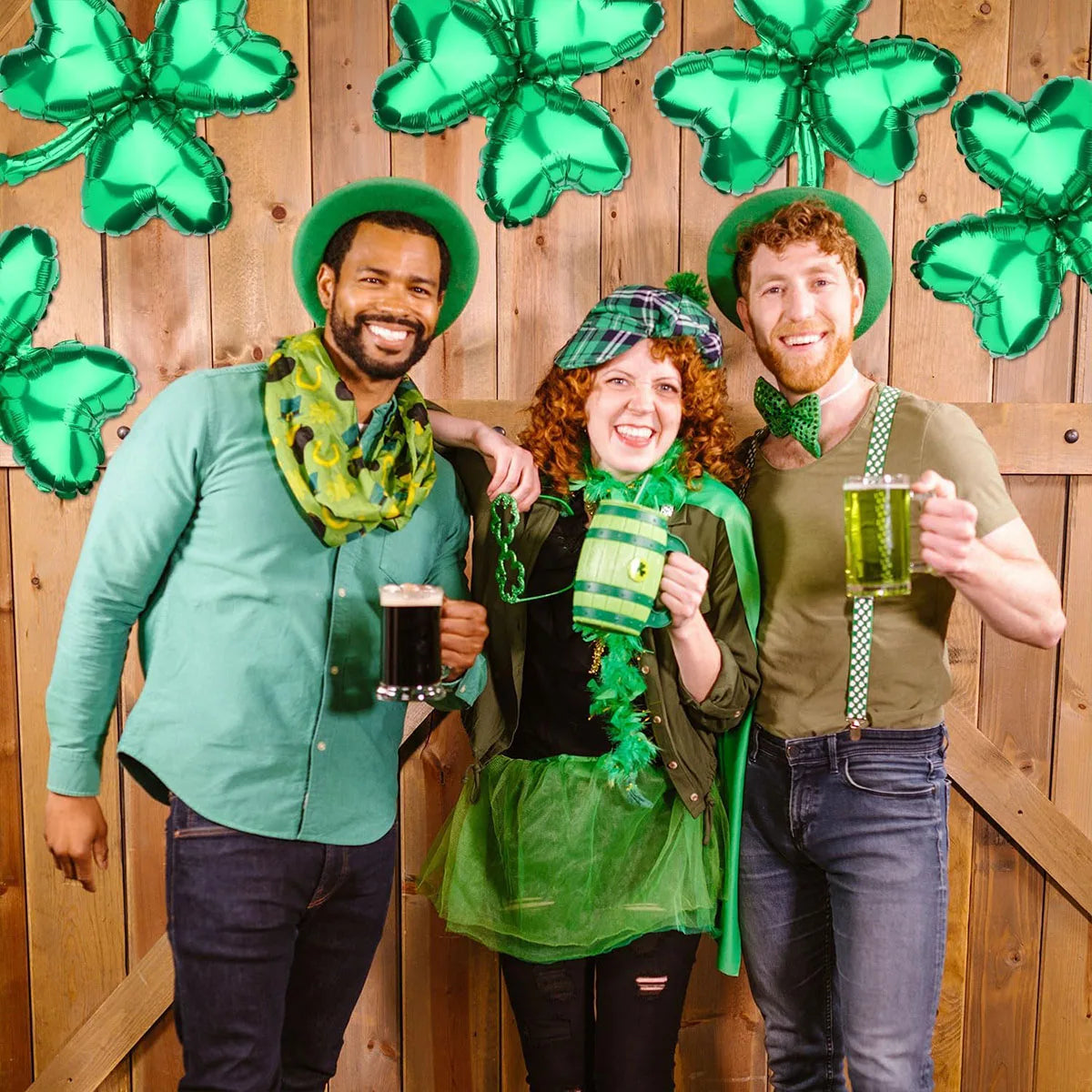St Patricks Day Lucky Clover Foil Balloons Horseshoe Beer Cup Shape Decor Irish Festival Elf Balloon Home Party Supplies