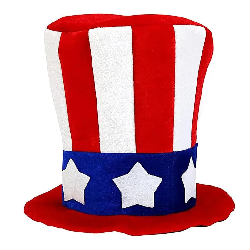 Party Velvet Hat Red White Blue Independence Day Flag Hat Uncle Sam Dress Up Top Hat
