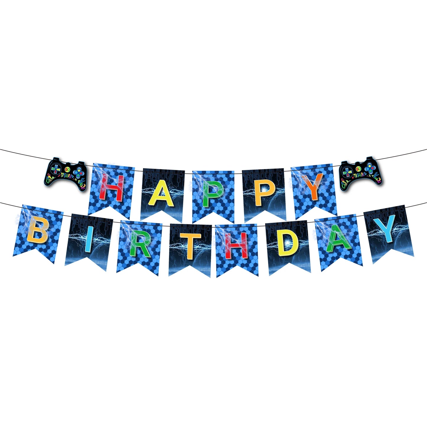 Video Game Birthday Decoration Tableware Balloons for Boy Paper Plates Cups Napkins Banner Cake Topper Video Game Party Favors