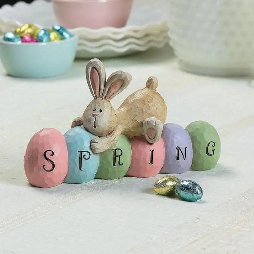 Spring Easter Bunny Rabbit Wooden Ornaments DIY Crafts Kids Toy Gift Happy Easter Decoration 2025 Party Home Desktop Decorations