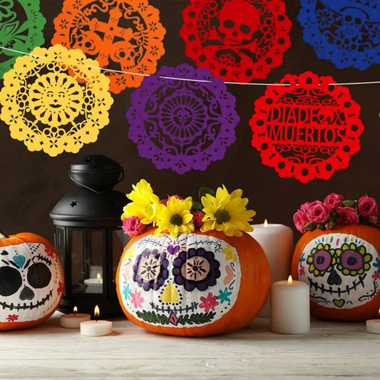 Papel Picado Paper Banners Mexican Party Decorations for Cinco de Mayo Day of The Dead Decorations Birthdays Mexican Flags