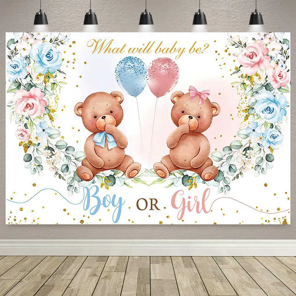 Boy Or Girl Gender Reveal Decorations Blue Or Pink Polka Dot Balloons Party Backdrop Gender Reveal Background Banner Supplies