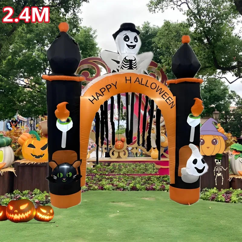 Halloween Inflatable Arch Toys Model Built-in LED Light Pumpkin Prop Outdoor Indoor Home Garden Party Terror Decoration