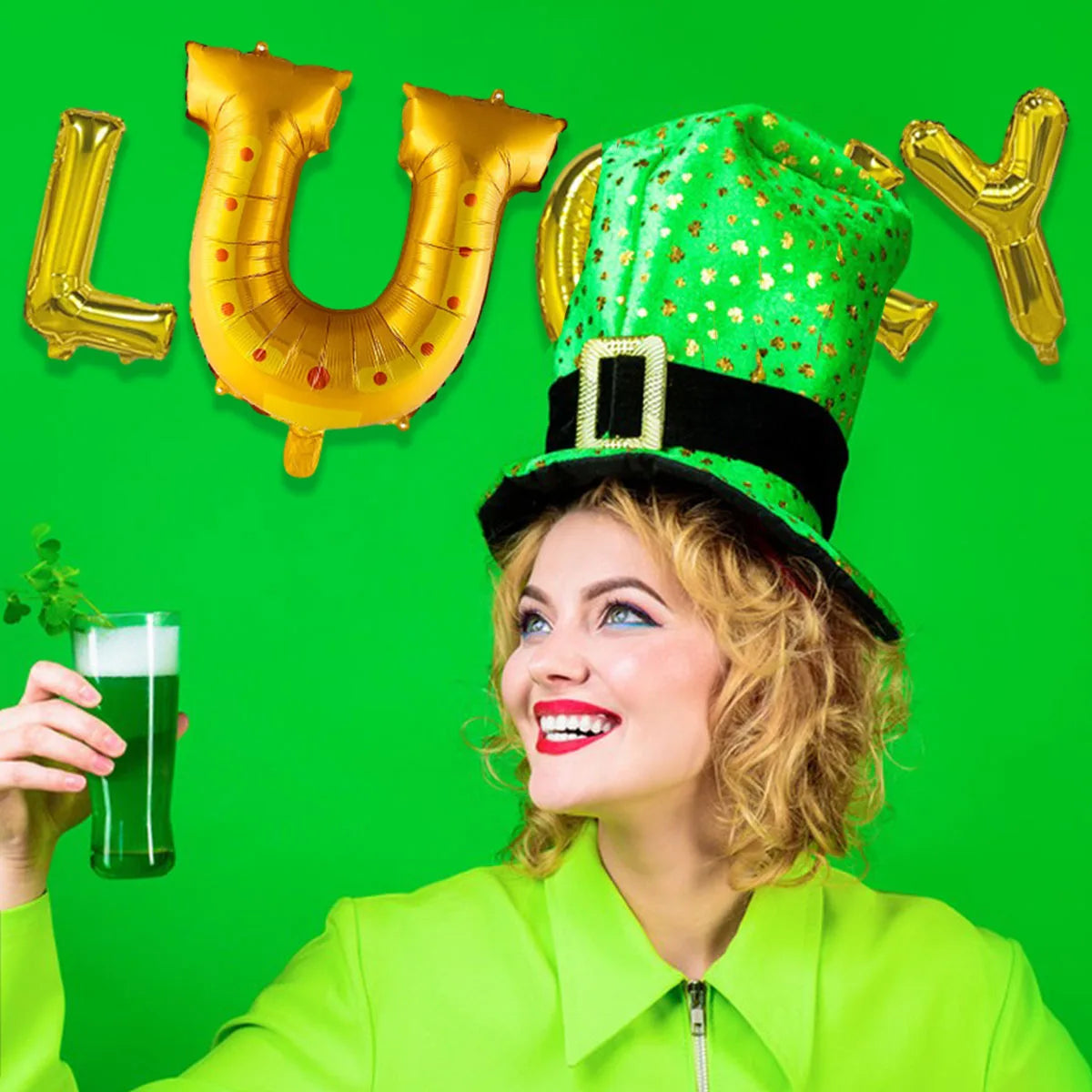St Patricks Day Lucky Clover Foil Balloons Horseshoe Beer Cup Shape Decor Irish Festival Elf Balloon Home Party Supplies