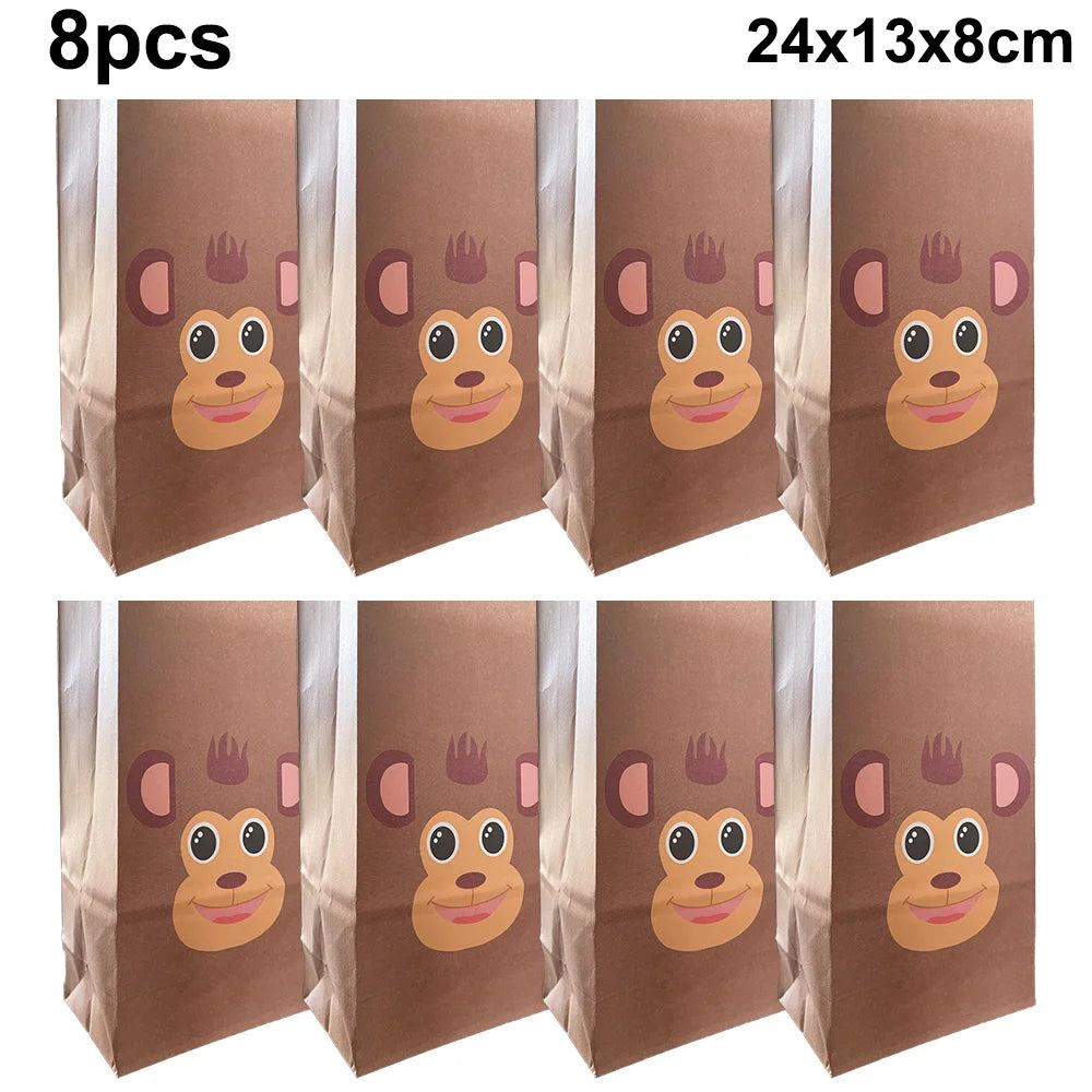 Monkey Party Supplies George Birthday Decorations Monkey Paper Plates Straw for Dinner Monkey Balloon Cake Decor