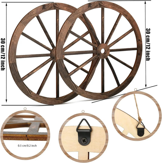 Western Cowboy Party Decorations Vintage Rustic Wagon Wheel Wood Cartwheel Decor for Bar Garage Indoor Outdoor
