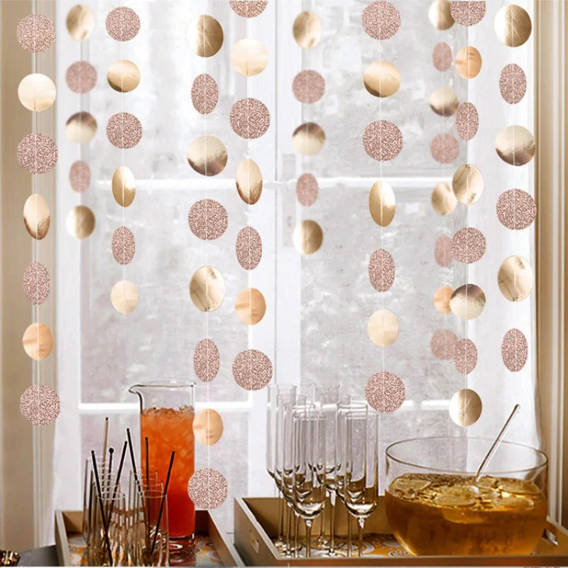 4M Glitter Champagne Gold Paper Banner Garland Happy Birthday Decoration for Adult Kids Boy Girl Baby Shower Wedding Party Decor