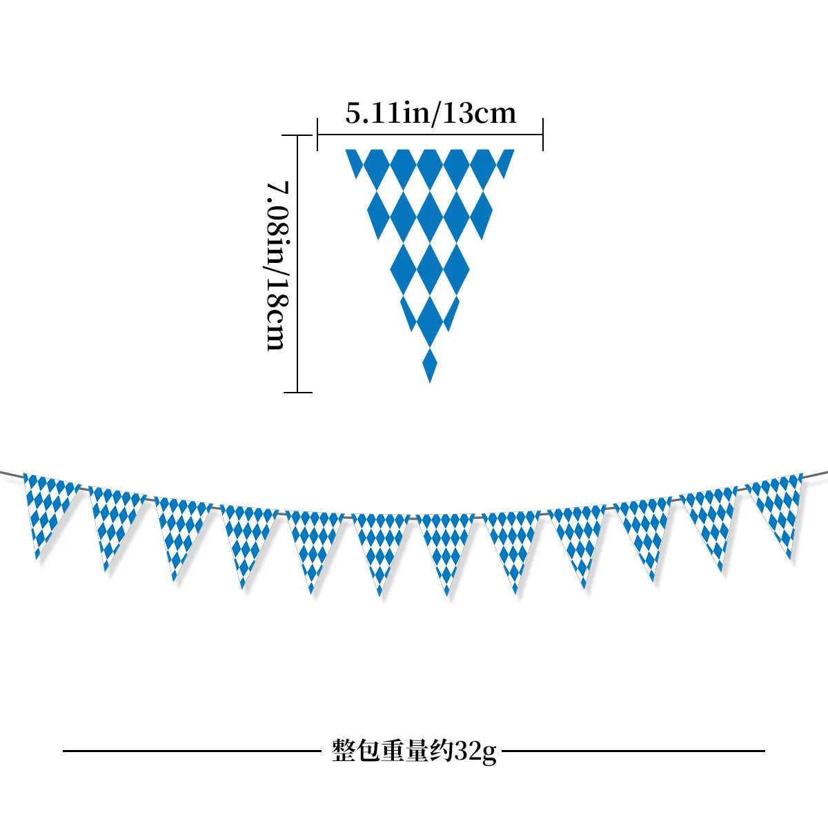 Oktoberfest Decorations Bavarian Check Flag Check Flag Oktoberfest Decorations Garland Bavarian German Party Bunting 32.8 Feet