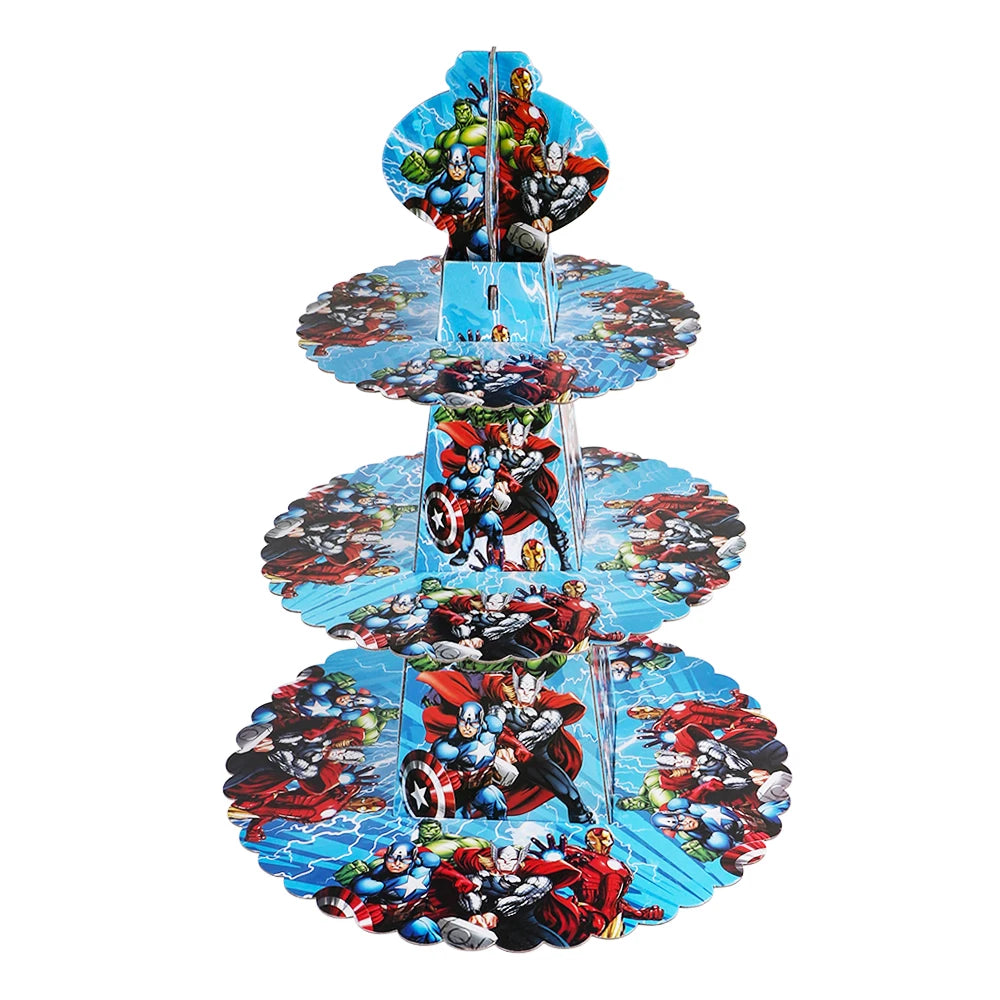 Avengers Superhero Birthday Party Decoration Balloon Cake Plate Paper Cup Box Gift Bag Background Banner 10 People Tableware Set