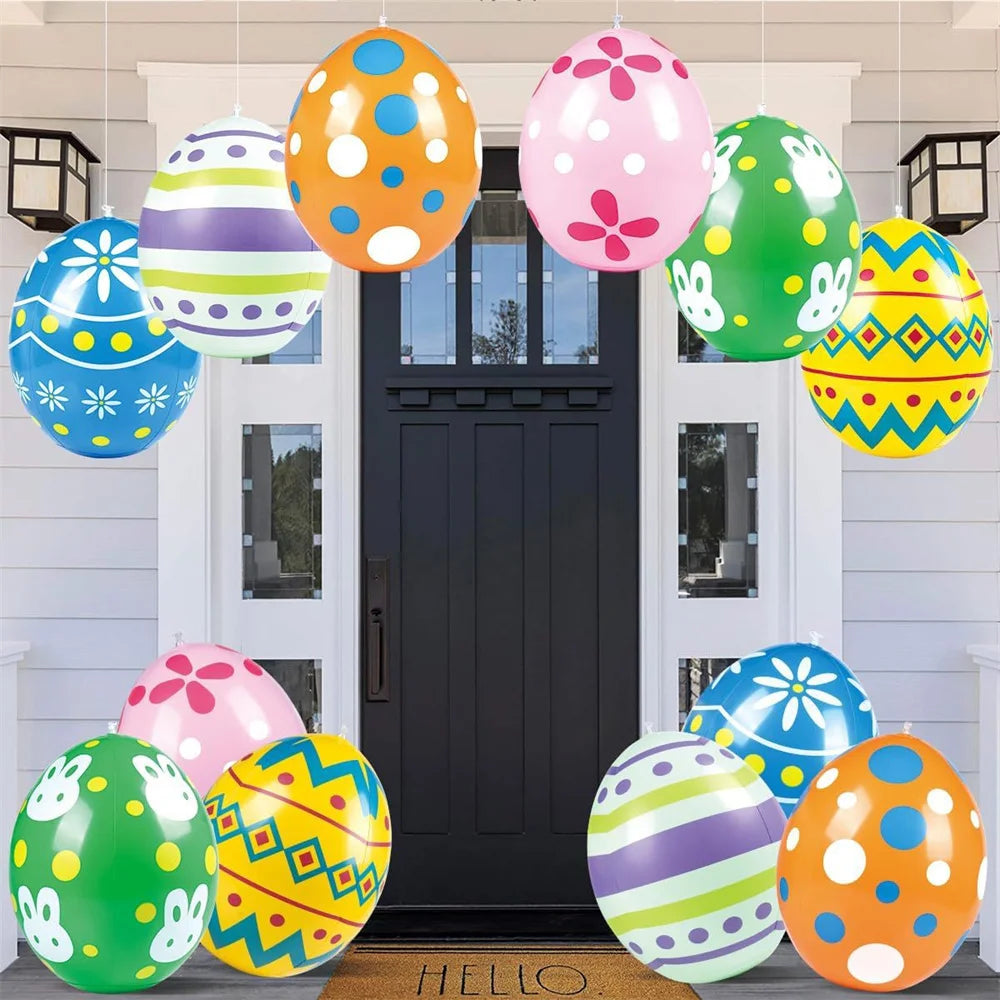 Easter Decoration Giant Egg Pvc Inflatable Ball Outdoor Garden Pendant Ornament 35x27cm Balloon Party Easter Egg Decors For Yard