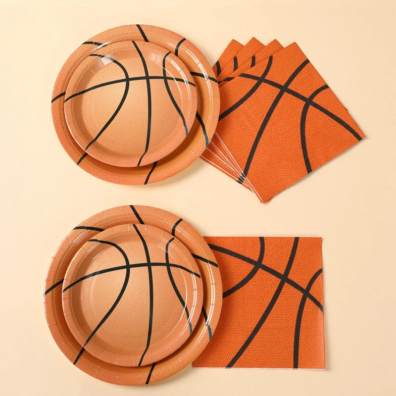 Basketball Birthday Decoration Disposable Tableware Basketball Party Paper Plates Napkins Basketball Birthday Baby Shower Decor