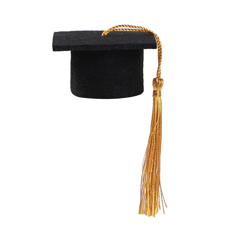5/10pcs Felt Bachelor Hat with Tassels for Graduation Party DIY Decoration Wine Bottle Topper Graduate Mini Cap Candy Gift Boxes