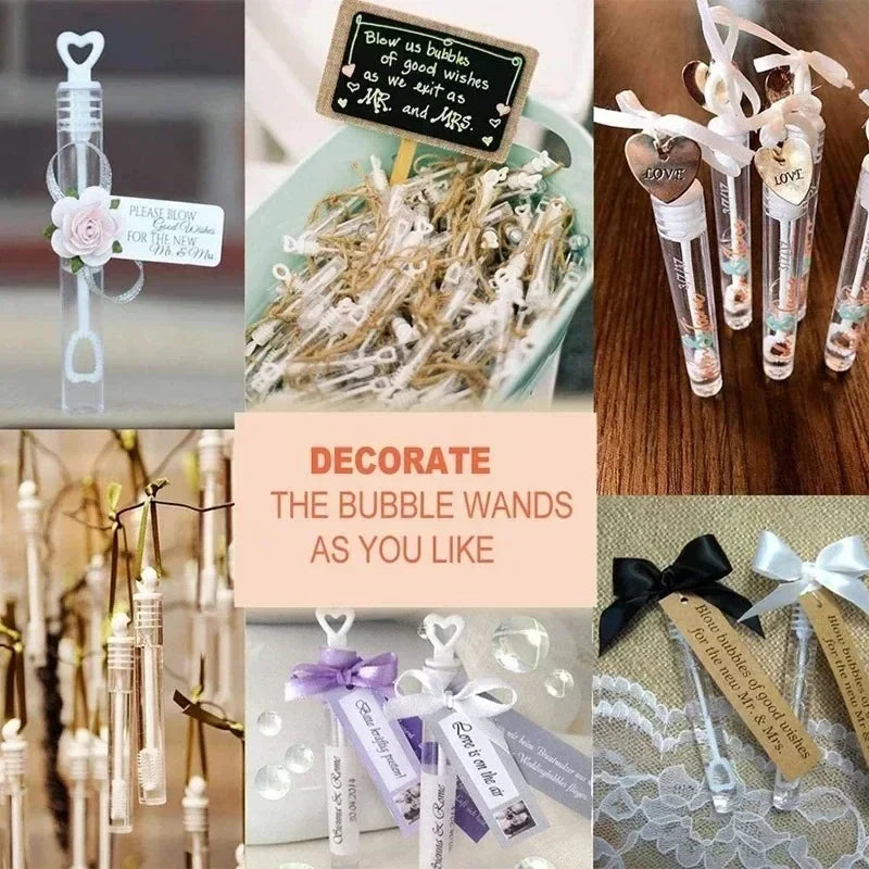 10/100PC Bubble Soap Bottles Mini Love Heart Shape Tube Bubble Wand Wedding Gifts for Guests Birthday Party Decorations Kid Toys