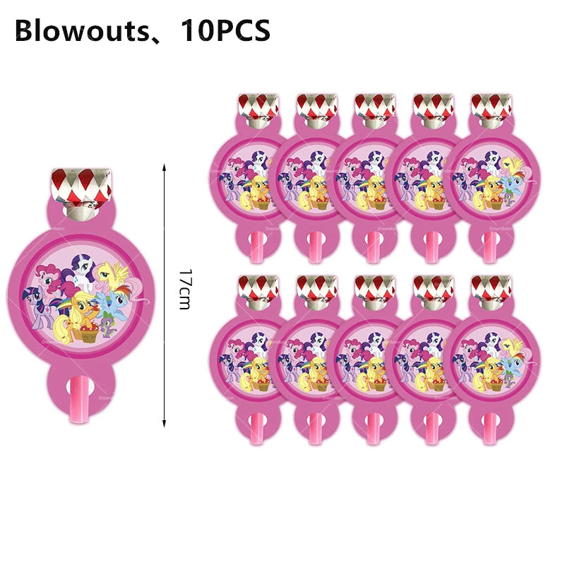 My Little Pony Foil Latex Balloon Happy Birthday Party Decoration Banner Cake Topper Kid Event Supplies Backdrop Disposable Toys