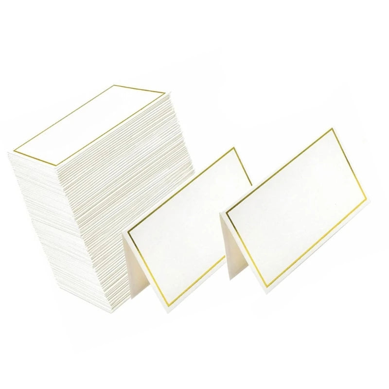 Pack of 50PCS Elegant Gold Bordered Blank Place Cards Name Cards for Weddings, Banquets, Dinners, Parties and Festivals