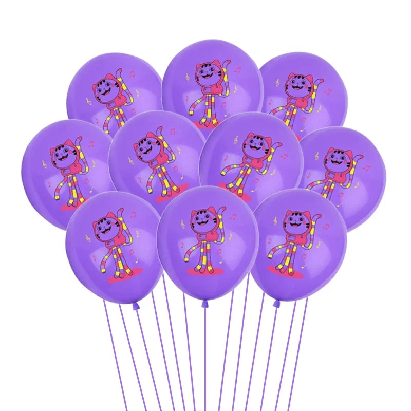 10/15pcs 12 Inch Gabby Dollhouse Cat Latex Sequin Balloon Set Baby Shower Party Balloon Decoration Girl Birthday Party Supplies