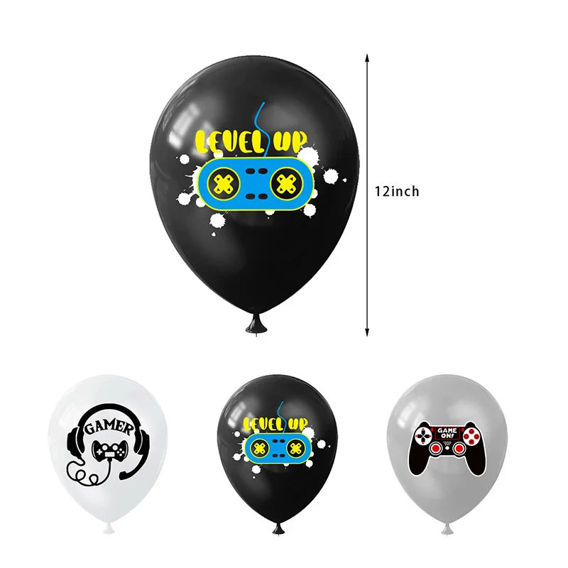 Video Game Birthday Decoration Tableware Balloons for Boy Paper Plates Cups Napkins Banner Cake Topper Video Game Party Favors