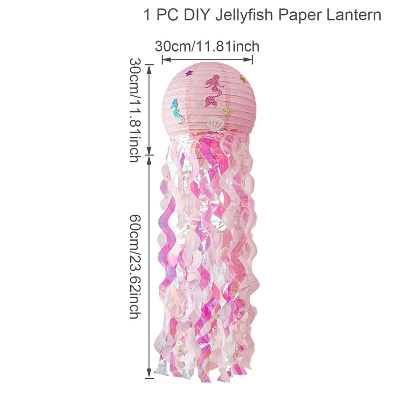 Mermaid Party Decorations Litte Mermaid Jellyfish Paper Lantern Under the Sea Party Decor Girl Babyshower Mermaid Birthday Decor