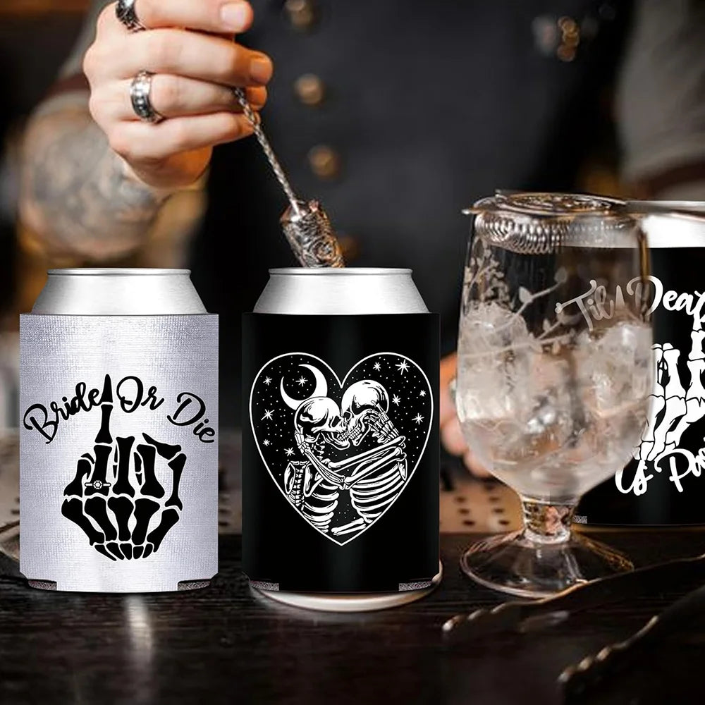 Bride or Die Bachelorette Party Bride Vibes Can Cooler Till Death Do Us Sleeves Halloween Bridal Shower Weeding Party Decoration