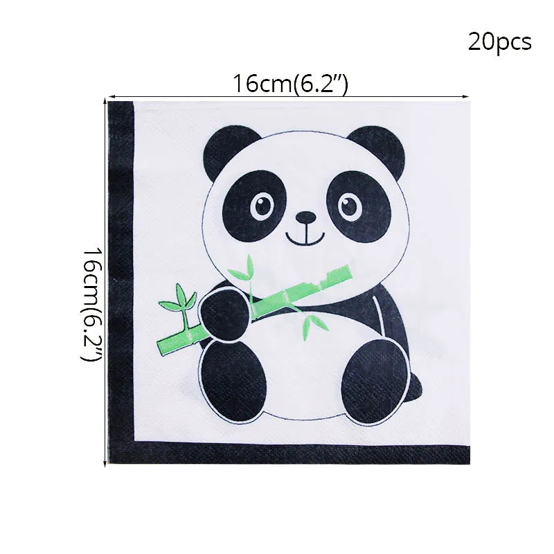 Panda Theme Party Decoration Kids Birthday Party Supplies Cute Panda Disposable Tableware Banner Cookie Bag Baby Shower Decor