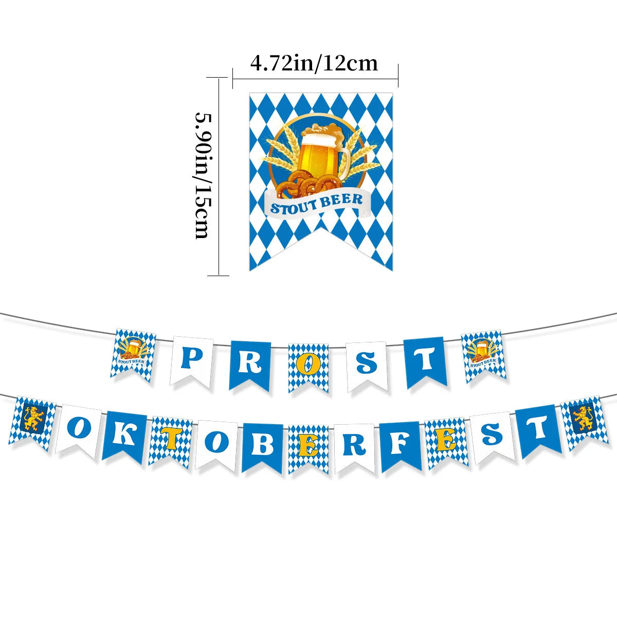 Oktoberfest Decorations Bavarian Check Flag Check Flag Oktoberfest Decorations Garland Bavarian German Party Bunting 32.8 Feet