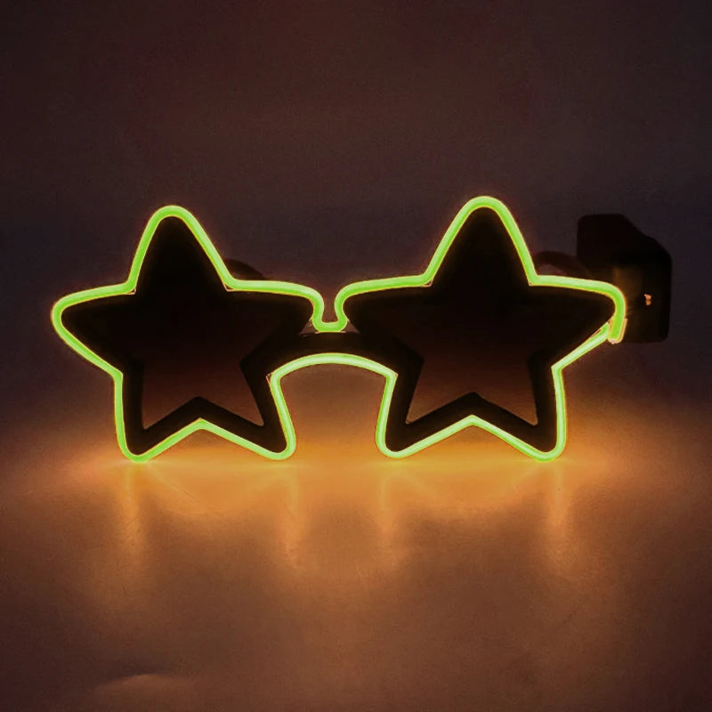 Wireless EL Glowing Party Glasses LED Light Up Five Stars Glasses Birthday Wedding Halloween Supplies Night Club Disco Props
