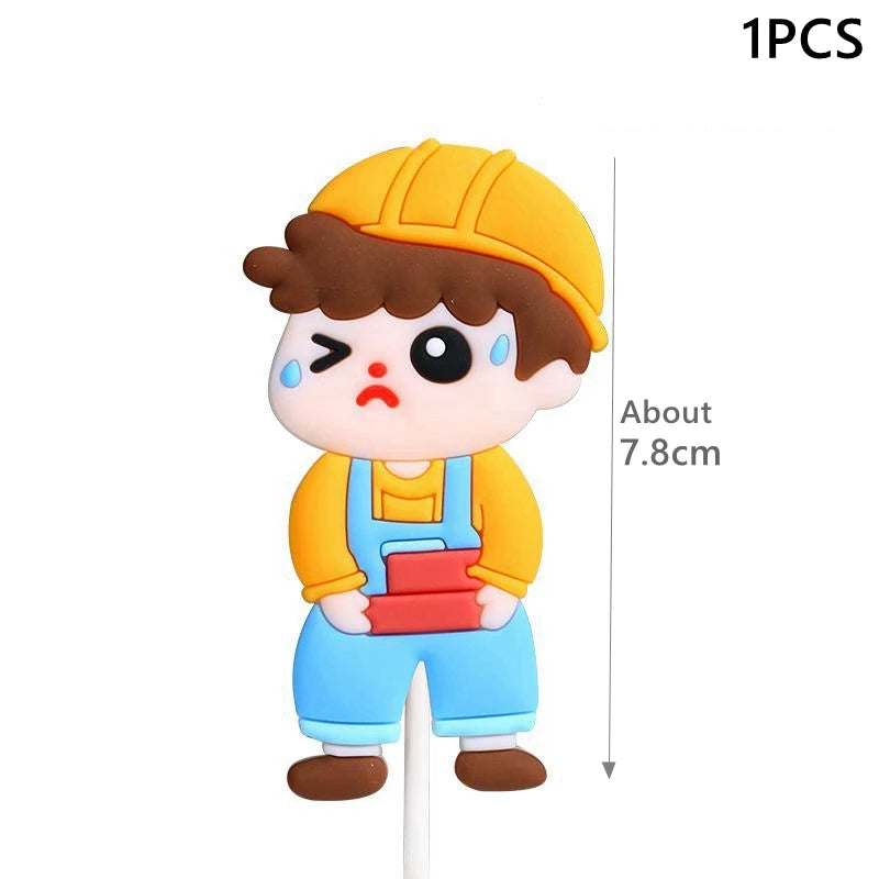 Excavator Car Crane Tractor Birthday Cake Topper Construction Party Decor Boy Kid Baby Shower 1st Birthday Party Cake Baking Kit