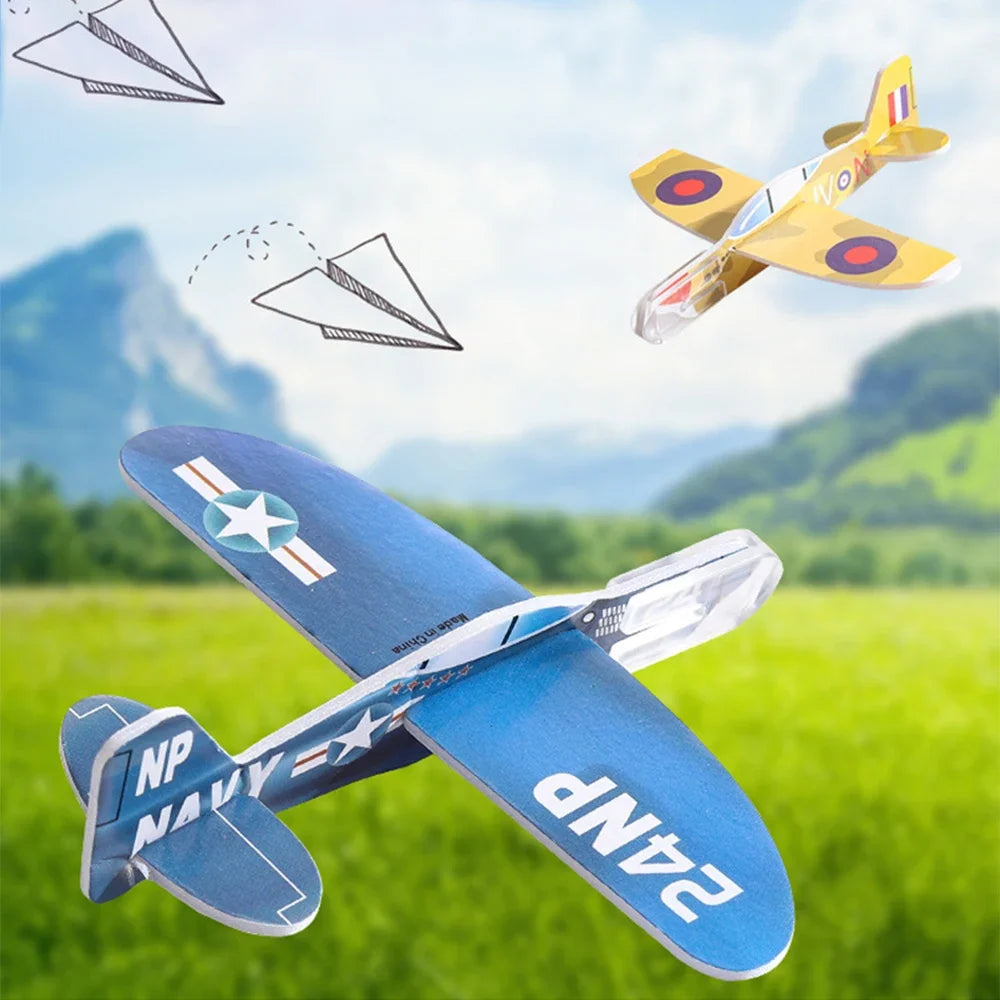Airplane Party Decoration 12Inch Blue White Latex Balloons Big Plane Foil Cloud Balloon Set for Kids Boys Aviator Theme Birthday