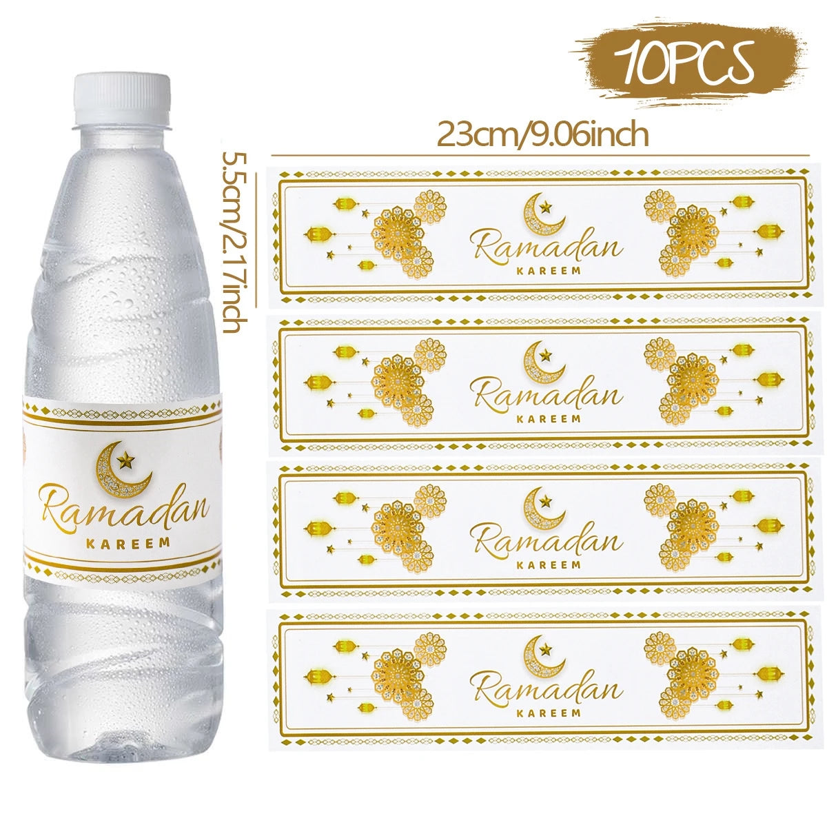 10/24pcs Eid Mubarak Bottle Labels Sticker Ramadan Kareem Decoration For Home 2025 Muslim Islamic Party Supplies Eid Al-fitr