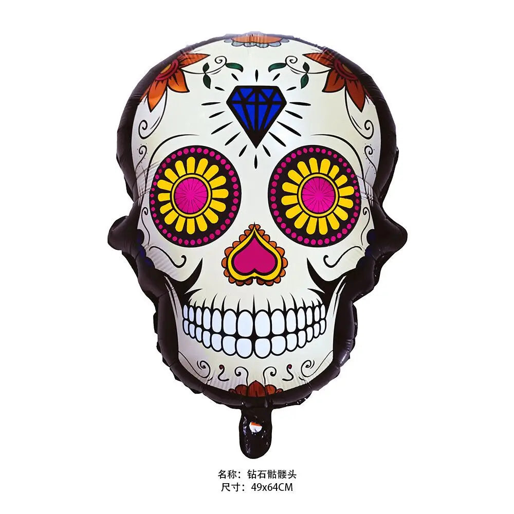 Fiesta Mexico Day of The Dead Theme Balloon Garland Arch Kit Multicolor Skull Foil Balloon Mexican Photography Backdrop
