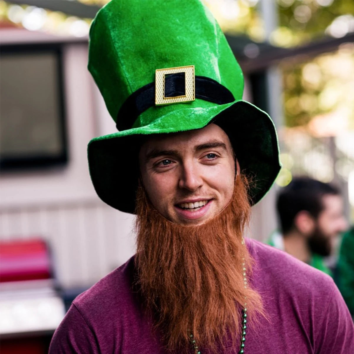 Saint Patricks Day Top Hat Holiday Fake Beard Green Celebration Costume for Irish Festival Birthday Party Decor Supplies
