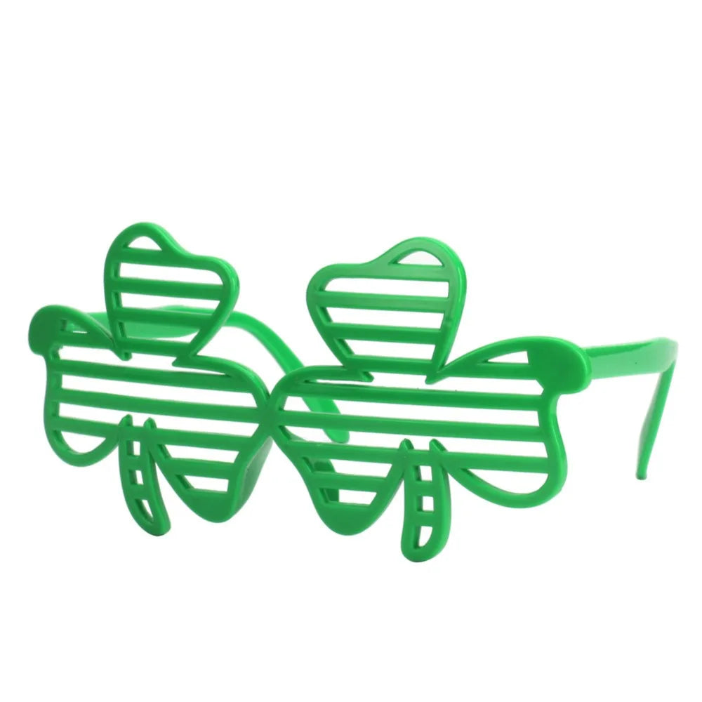 1pc St. Patrick's Day Irish Shamrock Sunglasses Green Four Leaf Clover Leprechaun Costume Glasses Party DIY Decor Supplies