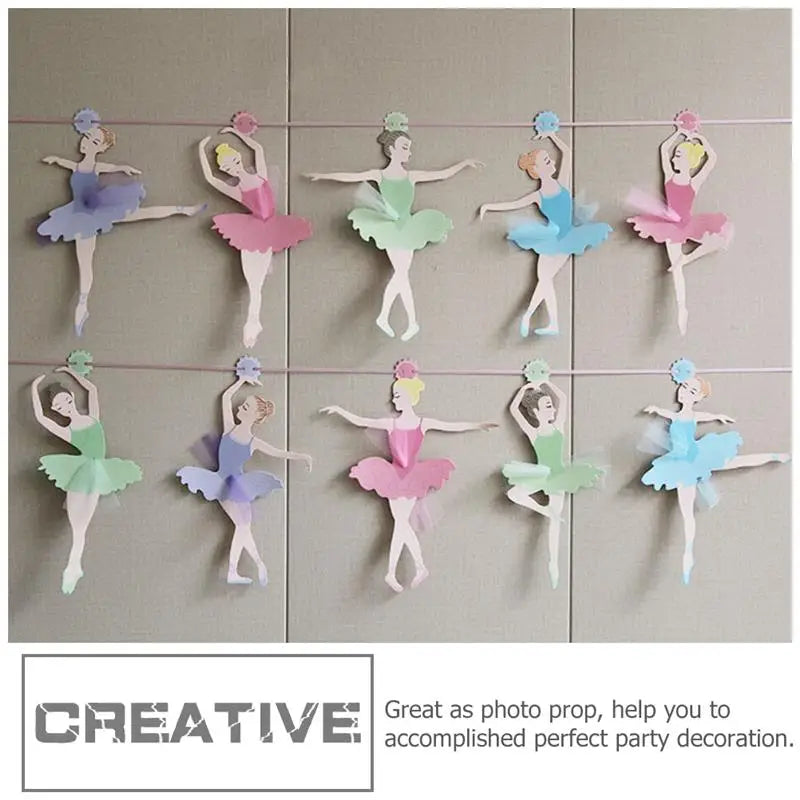 1 Set Ballet Girl Dancing Bunting Banner Ballerina Paper Flag Wedding Hanging Streamer DIY Supplies Party Favors Birthday Decor