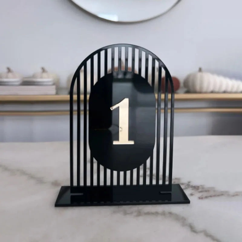 Arched Shape Table Numbers Wedding Table Numbers with Stand 3D Gold Mirror Table Signs Table Numbers For Wedding Reception Table