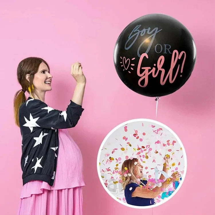 36inch Latex Balloon Black Boy Or Girl Gender Reveal Balloons With Confetti for Baby Shower Birthday Party Decor Globos Supplies