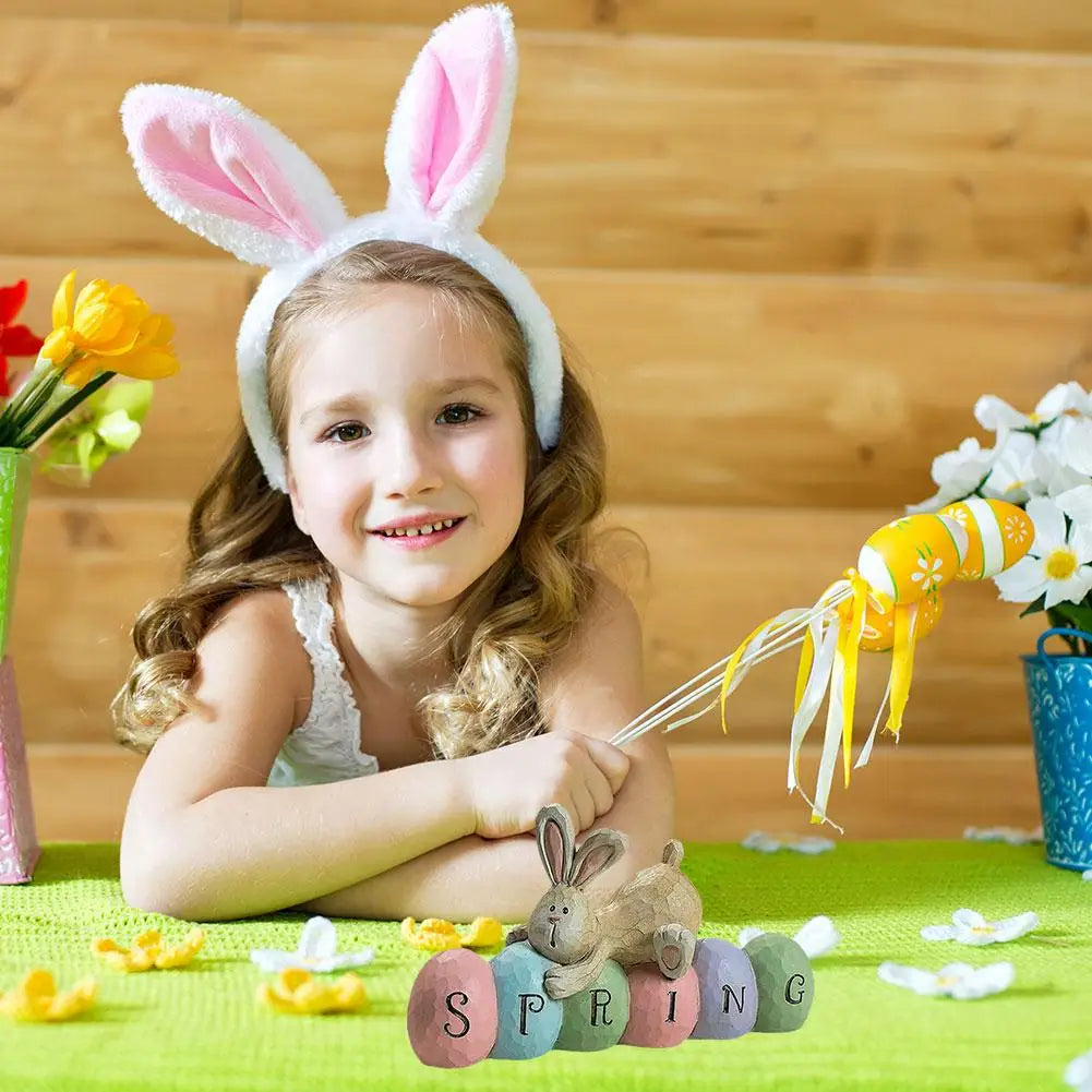 Spring Easter Bunny Rabbit Wooden Ornaments DIY Crafts Kids Toy Gift Happy Easter Decoration 2025 Party Home Desktop Decorations