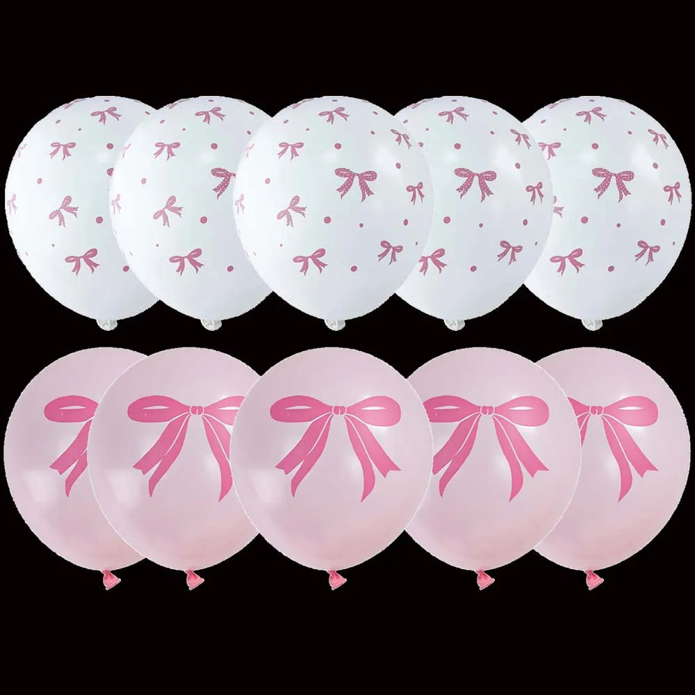 Bow Theme Party Supplies for Girl Pink Bow Cupcake Toppers Paper Drinking Straws Bridal Shower Bow Coquette Birthday Party Decor