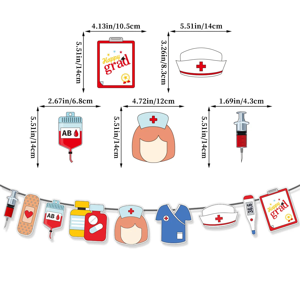 Doctor Nurse Graduation Theme CONGRATS Banners Cupcake Topper Balloon for Happy Nurse's Day Graduated Party Photo Props Decor