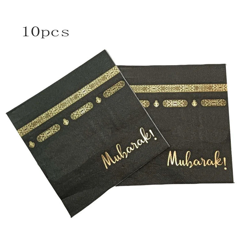 Black Gold Umrah Mubarak Latex Confetti Balloon Eid Mubarak Islamic Muslim Pilgrimage Festival Party Decor Supplies