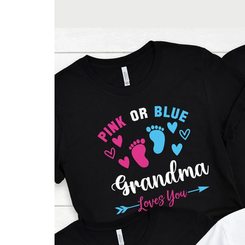 Pink or Blue Family Party Women T Shirts Cotton Gender Reveal Shirt for Kids Mommy Loves You O Neck Graphic Tee Unisex Tops
