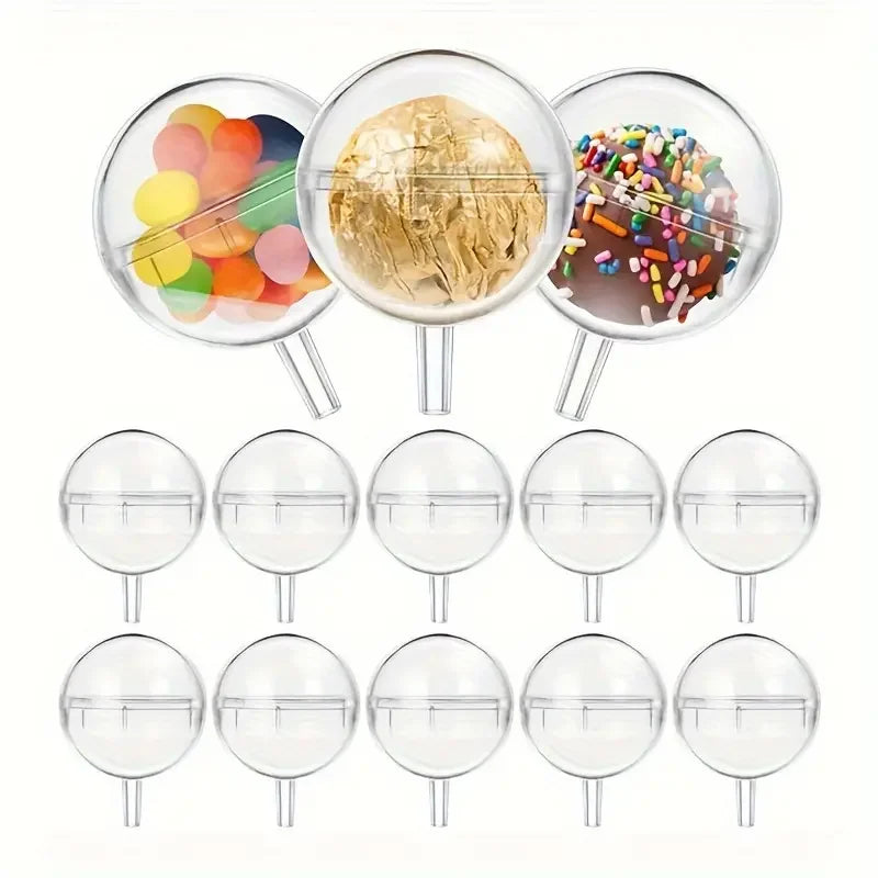 10pcs Chocolate Flower Holder Transparent Round Lid Acrylic Flower Cup Valentine's Day Bouquet Diy Material Flower Packaging